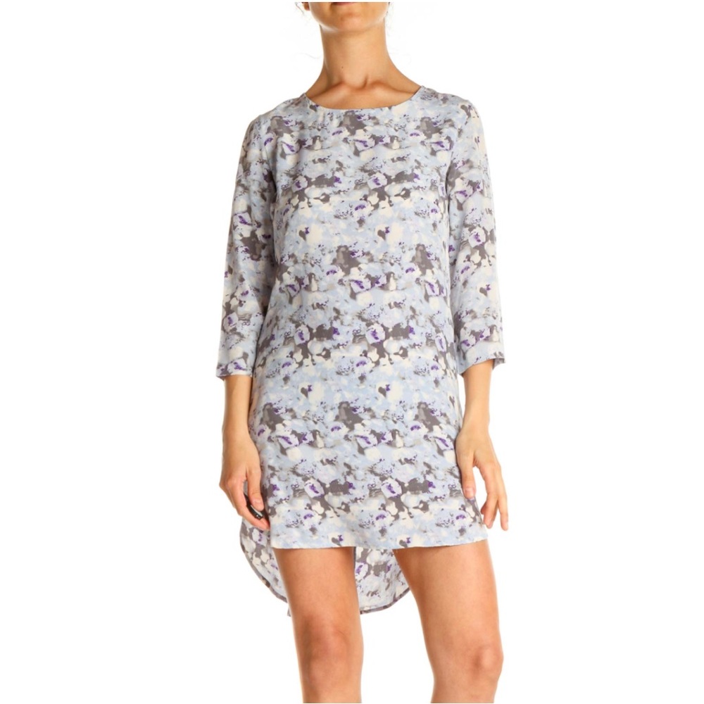 AMOUR VERT Silk Sandrine Floral Painted Shift Dress